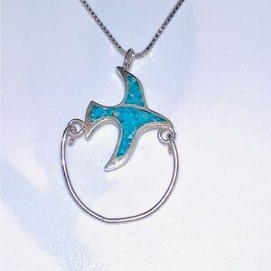 Sterling silver turquoise bird charge holder